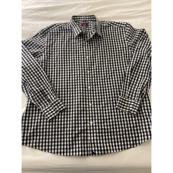 UNTUCKit Other - UNTUCKit Wrinkle‎ Free Navy White Gingham Check L/S Button Shirt XXX Large